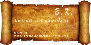 Barthalis Kasszián névjegykártya
